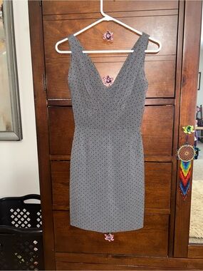 Stop Staring! Vintage style Gray Polka Dot Sleeveless V-Neck Mini Dress size S
